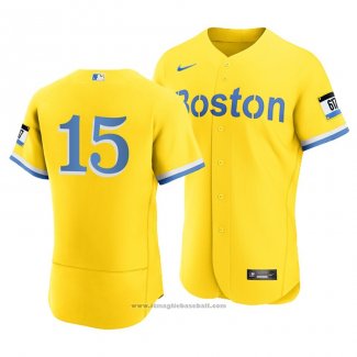 Maglia Baseball Uomo Boston Red Sox Dustin Pedroia 2021 City Connect Autentico Or