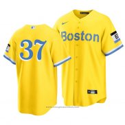 Maglia Baseball Uomo Boston Red Sox Nick Pivetta 2021 City Connect Replica Or