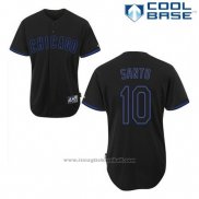 Maglia Baseball Uomo Chicago Cubs 10 Ron Santo Nero Fashion Cool Base