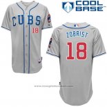 Maglia Baseball Uomo Chicago Cubs 18 Ben Zobrist Autentico Collection Grigio Cool Base