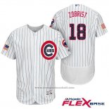 Maglia Baseball Uomo Chicago Cubs 2017 Stelle e Strisce Cubs 18 Ben Zobrist Bianco Flex Base