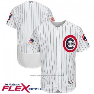 Maglia Baseball Uomo Chicago Cubs 2017 Stelle e Strisce Cubs Bianco Flex Base