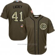 Maglia Baseball Uomo Chicago Cubs 41 John Lackey Verde Salute To Service