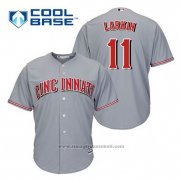 Maglia Baseball Uomo Cincinnati Reds Barry Larkin 11 Grigio Cool Base