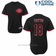 Maglia Baseball Uomo Cincinnati Reds Joey Votto 19 Nero Fashion Cool Base