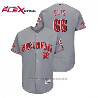 Maglia Baseball Uomo Cincinnati Reds Yasiel Puig Road Flex Base Grigio