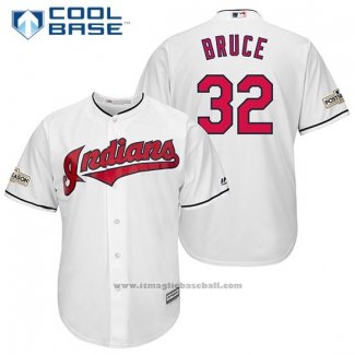 Maglia Baseball Uomo Cleveland Indians 2017 Postseason 32 Jay Bruce Bianco Cool Base