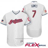 Maglia Baseball Uomo Cleveland Indians 2017 Stelle e Strisce Yan Gomes Bianco Flex Base