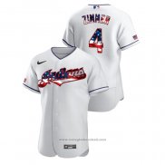 Maglia Baseball Uomo Cleveland Indians Bradley Zimmer 2020 Stars & Stripes 4th of July Bianco