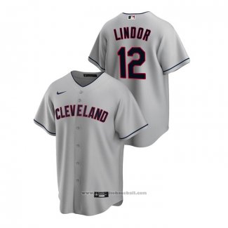 Maglia Baseball Uomo Cleveland Indians Francisco Lindor Road Replica Grigio