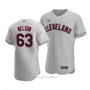 Maglia Baseball Uomo Cleveland Indians Kyle Nelson Autentico Road 2020 Grigio