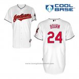 Maglia Baseball Uomo Cleveland Indians Michael Bourn 24 Bianco Home Cool Base