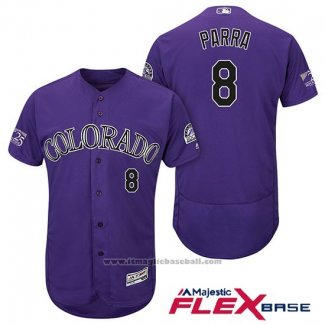 Maglia Baseball Uomo Colorado Rockies Gerardo Parra 8 Viola Autentico Collection Flex Base