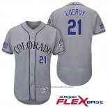 Maglia Baseball Uomo Colorado Rockies Jonathan Lucroy 21 Grigio Autentico Collection Flex Base