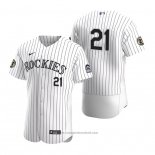 Maglia Baseball Uomo Colorado Rockies Roberto Clemente Day Autentico Bianco