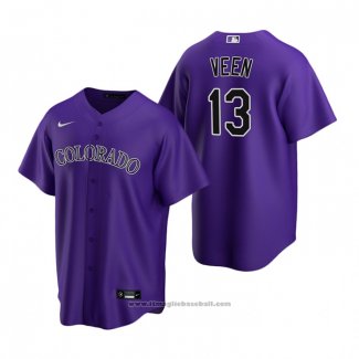 Maglia Baseball Uomo Colorado Rockies Zac Veen Replica 2020 Viola