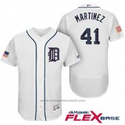 Maglia Baseball Uomo Detroit Tigers 2017 Stelle e Strisce Victor Martinez Bianco Flex Base