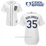 Maglia Baseball Uomo Detroit Tigers Justin Verlander 35 Bianco Home Cool Base