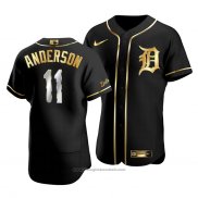 Maglia Baseball Uomo Detroit Tigers Sparky Anderson Golden Edition Autentico Nero