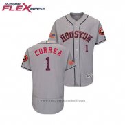 Maglia Baseball Uomo Houston Astros Carlos Correa 2018 Stars & Stripes Flex Base Grigio