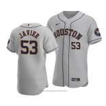 Maglia Baseball Uomo Houston Astros Cristian Javier Autentico Road Grigio