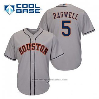 Maglia Baseball Uomo Houston Astros Jeff Bagwell 5 Grigio Cool Base