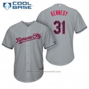 Maglia Baseball Uomo Kansas City Royals 2017 Stelle e Strisce Ian Kennedy Grigio Cool Base