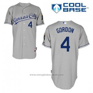 Maglia Baseball Uomo Kansas City Royals Alex Gordon 4 Grigio Cool Base