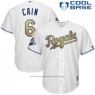 Maglia Baseball Uomo Kansas City Royals Lorenzo Cain Bianco Cool Base