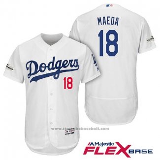 Maglia Baseball Uomo Los Angeles Dodgers 2017 Postseason Kenta Maeda Bianco Flex Base