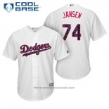 Maglia Baseball Uomo Los Angeles Dodgers 2017 Stelle e Strisce Kenley Jansen Bianco Cool Base