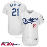 Maglia Baseball Uomo Los Angeles Dodgers 21 Yu Darvis Bianco Flex Base