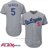 Maglia Baseball Uomo Los Angeles Dodgers 5 Corey Seager Grigio Flex Base