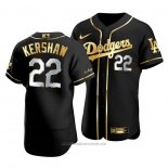 Maglia Baseball Uomo Los Angeles Dodgers Clayton Kershaw Golden Edition Autentico Nero