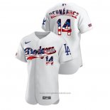 Maglia Baseball Uomo Los Angeles Dodgers Enrique Hernandez 2020 Stars & Stripes 4th of July Bianco