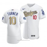 Maglia Baseball Uomo Los Angeles Dodgers Justin Turner 2021 Gold Program Patch Autentico Bianco