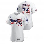 Maglia Baseball Uomo Los Angeles Dodgers Kenley Jansen 2020 Stars & Stripes 4th of July Bianco