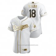 Maglia Baseball Uomo Los Angeles Dodgers Kenta Maeda Golden Edition Autentico Bianco