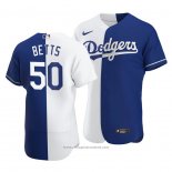 Maglia Baseball Uomo Los Angeles Dodgers Mookie Betts Bianco Blu