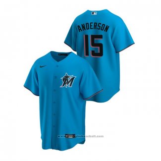 Maglia Baseball Uomo Miami Marlins Brian Anderson Replica Alternato Blu