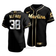 Maglia Baseball Uomo Miami Marlins Jorge Alfaro Golden Edition Autentico Nero