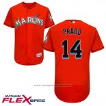 Maglia Baseball Uomo Miami Marlins Martin Prado 14 Flex Base Firebrick