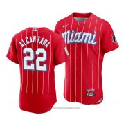 Maglia Baseball Uomo Miami Marlins Sandy Alcantara 2021 City Connect Autentico Rosso