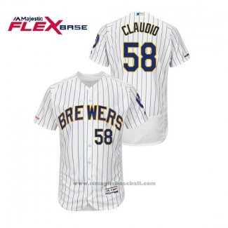 Maglia Baseball Uomo Milwaukee Brewers Alex Claudio Autentico Flex Base Bianco Blu