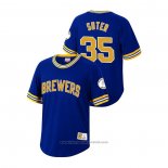 Maglia Baseball Uomo Milwaukee Brewers Brent Suter Cooperstown Collection Blu