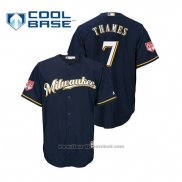 Maglia Baseball Uomo Milwaukee Brewers Eric Thames Cool Base Allenamento Primaverile 2019 Blu