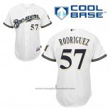 Maglia Baseball Uomo Milwaukee Brewers Francisco Rodriguez 57 Bianco Home Cool Base