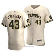 Maglia Baseball Uomo Milwaukee Brewers Hunter Strickland Autentico Alternato Crema