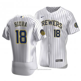 Maglia Baseball Uomo Milwaukee Brewers Keston Hiura Autentico Primera Bianco