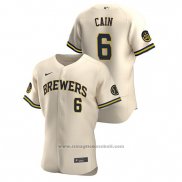 Maglia Baseball Uomo Milwaukee Brewers Lorenzo Cain Autentico 2020 Alternato Crema